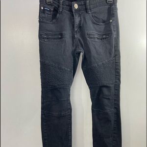 Black biker jeans made by Phat Farm.